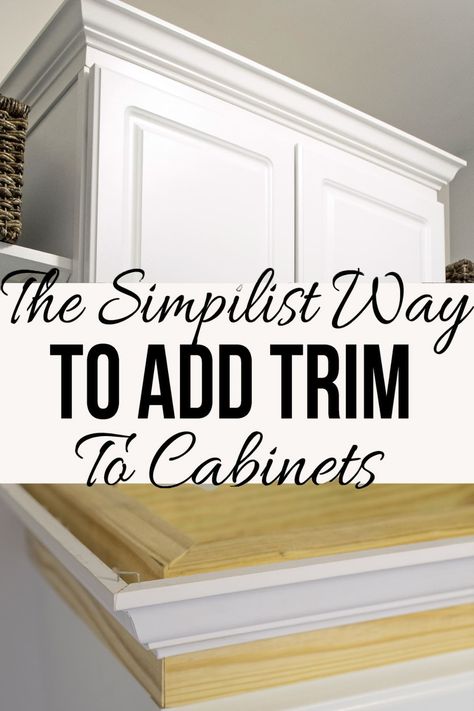 Trim Kitchen Cabinets, Kitchen Cabinets Trim, Cabinet Tops, Kitchen Renovation Diy Ideas, Top Kitchen Cabinets, Cabinet Molding, Cabinet Trim, Stock Cabinets, Diy Kitchen Renovation