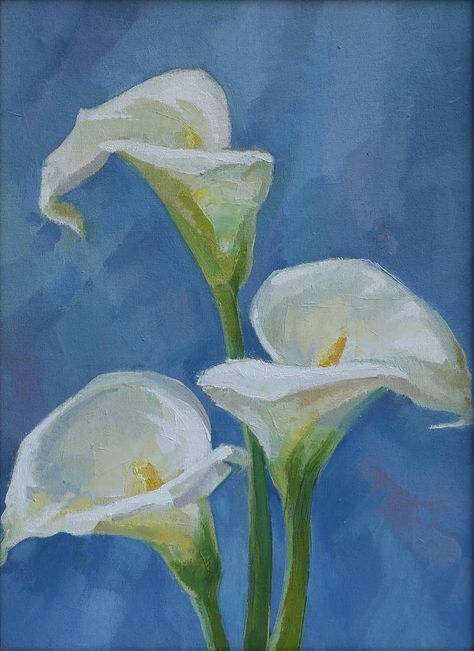 Original Art Oil Painting, measuring: 30W x 40H x 1D cm, by: Mariana Baciu (Moldova). Styles: Modern, Fine Art, Impressionism, Realism. Subject: Floral. Keywords: Still Life, Calla Lily, Calla, Arum Lily, Calla Garden, Flowers, White Flowers, Garden, White. This Oil Painting is one of a kind and once sold will no longer be available to purchase. Buy art at Saatchi Art. Cala Lily Drawings, Peace Lily Painting, Oil Pastel Art Flowers, Still Life Acrylic Painting, Mini Tela, Lilies Drawing, Virgo Sun, Pretty Icons, Arum Lily