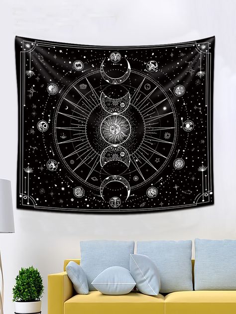 Constellation Tapestry, Celestial Tapestry, Black Tapestry, Makeover Bedroom, College Dorm Decorations, Room Stuff, Tapestry Wall Art, Moon Sun, Beautiful Home Decor