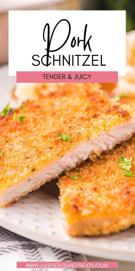 Pork Snitzel, Pork Schnitzel Recipe, Pork Cutlet Recipes, Parmesan Crusted Pork Chops, Schnitzel Recipes, Breaded Pork Chops, Tender Pork Chops, Pork Schnitzel, Pork Chop Recipes Baked