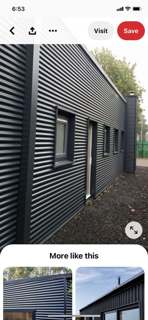 Pole Barn Houses, Corrugated Metal Siding, Barn Houses, Tin House, Steel Frame House, House Cladding, Metal Cladding, Metal Siding, Shed Homes