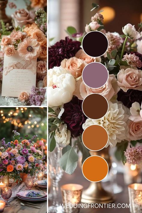 Bohemian wedding theme ideas for a relaxed, free-spirited celebration. Bohemian Color Scheme, Bohemian Wedding Theme, Wedding Theme Inspiration, Theme Inspiration, Wedding Theme Ideas, Wedding Palette, Bohemian Colors, Outdoor Venues, Wedding Color Palette