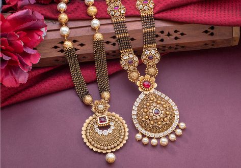 Neelkanth Jewellers Neelkanth Jewellers, Man Gold Bracelet Design, Temple Jewellery Earrings, Mangal Sutra, Mangalsutra Design, Balcony Grill, Antique Necklaces Design, Black Beads Mangalsutra Design, Antique Necklaces