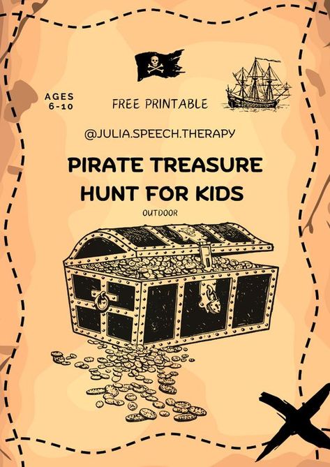 Get ready for an exciting Pirate Treasure Hunt like no other. In this thrilling outdoor quest, you'll:
   ✔  solve puzzles;
   ✔ decode messages;
   ✔ find the clues;
   ✔ uncover the treasure!

Join Noor Speech Therapy Camp for a fun and educational experience. Book your place now - https://bit.ly/3Tjswx

Download, Print, and Play!

#piratetreasurehunt #kidsadventure #outdoorgames #solvepuzzles #decodemessages #findtheclues #treasurehuntfun #familyadventure #kidsgamenight #outdoortreasurehunt #pirateadventure #treasurehuntforkids Pirate Party Scavenger Hunt, Kids Treasure Hunt Ideas, Treasure Map Scavenger Hunt, Pirate Scavenger Hunt Clues, Pirate School Activities, Pirate Party Treasure Hunt, Treasure Hunt Birthday Party Ideas, Pirate Activity For Kids, Treasure Hunt Clues For Kids Outdoor