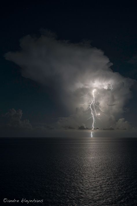 Ocean Lightning by Andre Kleynhans Lightning Ocean, Iphone Wallpaper Music, Lightning Storm, Rainy Night, Lightning Strikes, Storm Clouds, Gods Creation, Beautiful Ocean, Modern Vibe