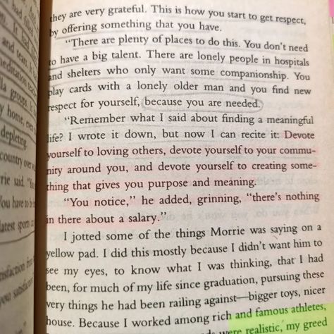 Feeling Deeply, Loving Others, Tuesdays With Morrie, Reading Slump, Mitch Albom, Meaningful Life, Love Others, Write It Down, Human Connection