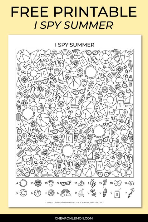 Free printable I spy summer Summer I Spy Free Printable, Find And Color Free Printable, Hidden Pictures Printables Free For Kids, I Spy Printables For Kids Free, Find It Game, Hidden Pictures Printables, Spy Games For Kids, Word Puzzles For Kids, Hidden Picture Puzzles