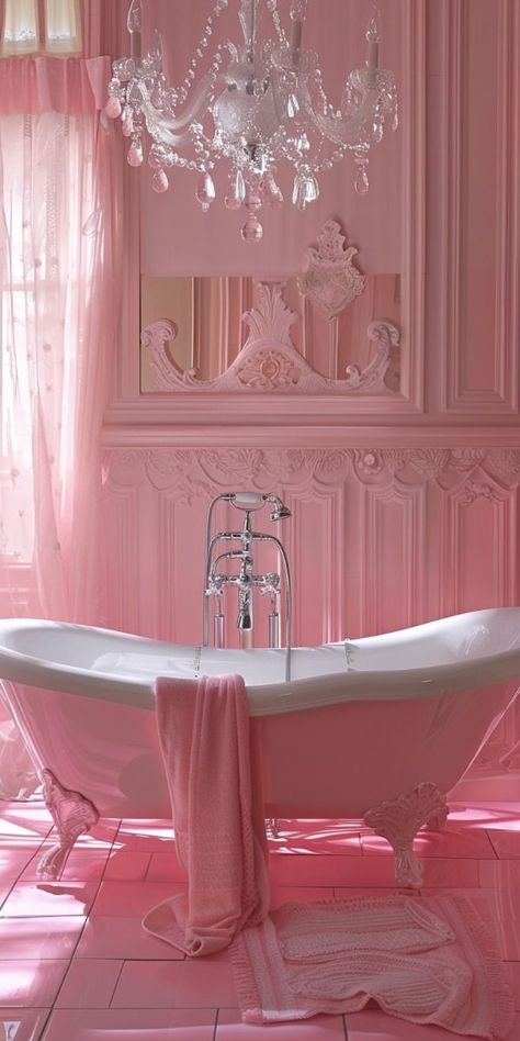 Feminine Bathroom, Mansion Aesthetic, Barbie Beach, Fancy Bathroom, Cottage Rose, Color Boards, Pink Inspiration, Pink Cadillac, Pink Stuff