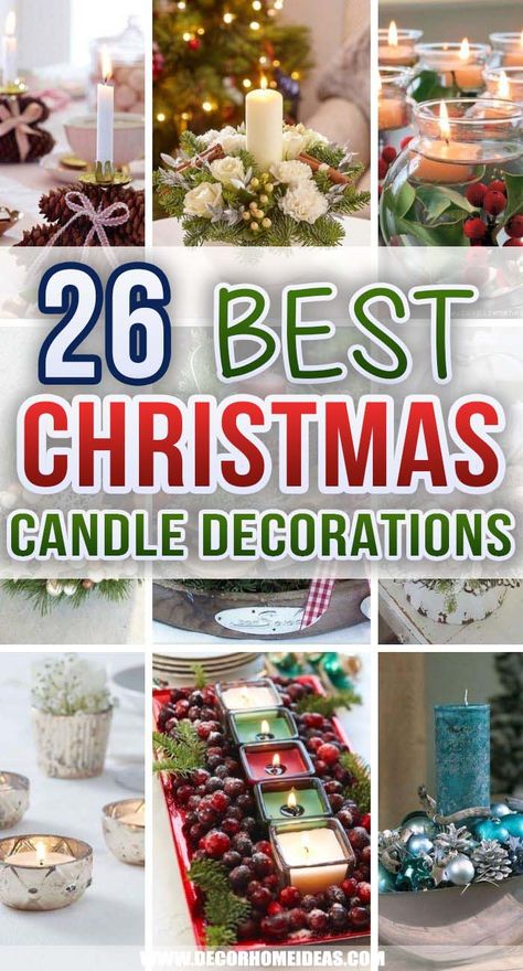 Christmas Candle Centerpieces, Christmas Candle Decorations Ideas, Christmas Dining Table Decorations, Christmas Candleholders, Christmas Candle Crafts, Christmas Candle Rings, Dining Table Decorations, Christmas Candle Centerpiece, Candle Decorations