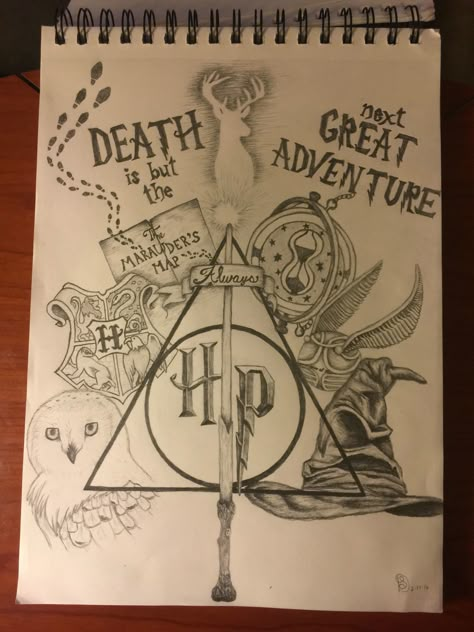 Harry Potter collage drawing                                                                                                                                                     Mais Harry Potter Collage, Harry Potter Sketch, Art Harry Potter, Harry Potter Art Drawings, Collage Drawing, Harry Potter Tattoos, Harry Potter Tattoo, Images Harry Potter, Potter Art