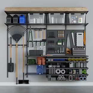 The Container Store: Storage, Organization & Custom Closets | Garage+ by Elfa Elfa Storage Ideas, Container Store Garage Organization, Elfa Garage Organization, Elfa Garage, Elfa Closet, Garage Organizing, Garage Closet, Garage Solutions, Garage Systems