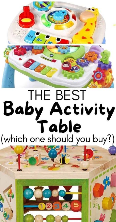 Best Baby Activity Table: Which one should you get for your baby? We did some research and found a few to consider - check it out! Baby Sensory Ideas 3 Months, Baby Activity Table, Toddler Sleep Schedule, Baby Sensory Board, Baby Sensory Play, Baby Activity Center, Newborn Baby Tips, Sensory Activities Toddlers, Toddler Christmas Gifts