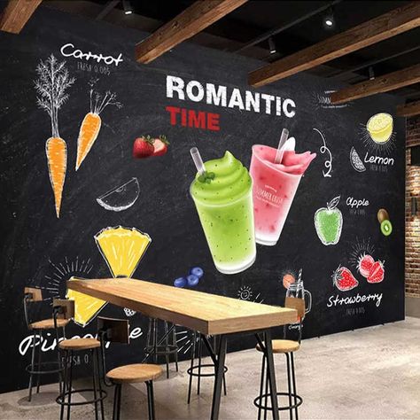 Custom Wall Mural 3D Creative Beverage Juice Art Wall Painting Bar Snack Bar Ice Cream Milk Tea Shop Wall Decor Poster Wallpaper| | - AliExpress Fruit Mural, Fresh Juice Bar, Juice Bar Interior, Boutique Restaurant, Juice Cafe, Juice Bar Design, Fruit And Veg Shop, Smoothie Shop, Smoothie Fruit