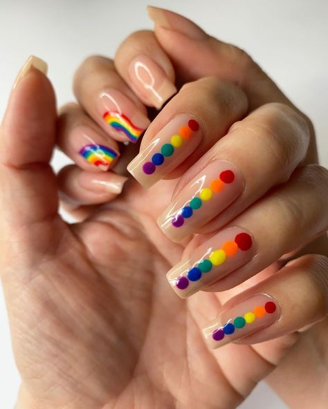 Almond Shaped Nails Designs, Pride Nails, Flag Nails, Rainbow Nails Design, Elegant Manicure, Almond Shape Nails, Nails 2021, Short Acrylic Nails Designs, Rainbow Nails