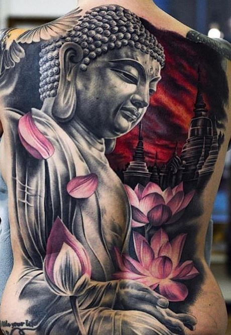 Buddha Tattoo For Men, Swedish Tattoo, Buda Tattoo, Thailand Luxury, Wormhole Tattoo, Backpiece Tattoo, Buddha Tattoo Design, Surreal Tattoo, Buddha Tattoos