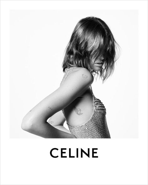 Celine Couture, Celine Campaign, Celine Women, Kaia Jordan Gerber, Campaign Fashion, Hedi Slimane, Couture Dress, Cutout Bodysuit, Kaia Gerber