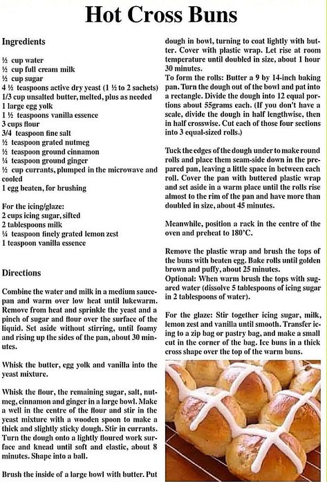 Easy Hot Cross Buns Recipe, Hot Cross Buns Recipe Easy, Cross Buns Recipe, Baking Scones, Hot Cross Buns Recipe, Homemade Donuts Recipe, Eastern European Recipes, Donuts Recipe, Buns Recipe