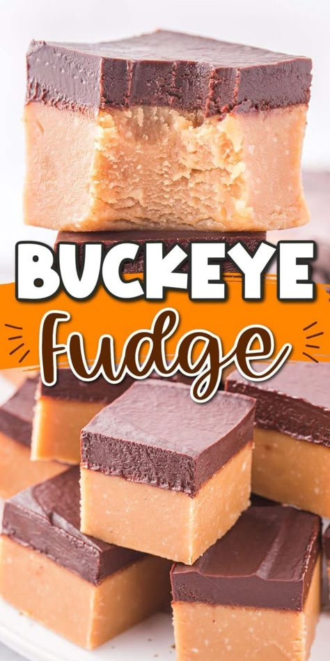 Buckeye Fudge Recipe, Buckeye Fudge, Buckeye Bars Recipe, Themed Lunches, Homemade Fudge Recipes, Pinky Girl, Recipes Cookies, Peanut Butter And Chocolate, Butter Recipes