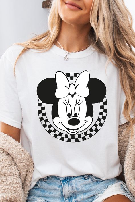 Disney Family Matching Shirts Mickey  Friends Tees for Theme Park Vacations Cute Black and White Outfits Donald Disney, Black White Checkered, Disney Character, Disney Fan, Graphic Shirt, Sale Event, Houston Tx, Graphic Shirts, Comfort Colors