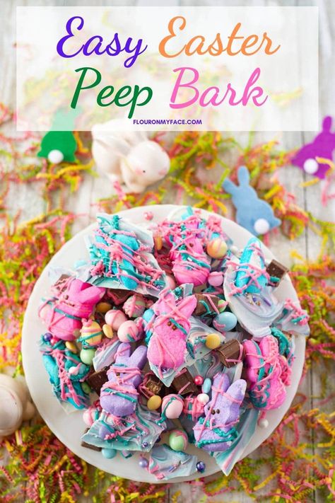 Super Easy Easter Bunny Bark Swedish Nut Cake Recipe, Easter Treat Recipes, Easter Bark Recipe, Bunny Bark, Easter Bunny Bark, Easter Bark, Holiday Bark, Easter Candies, Peeps Recipes