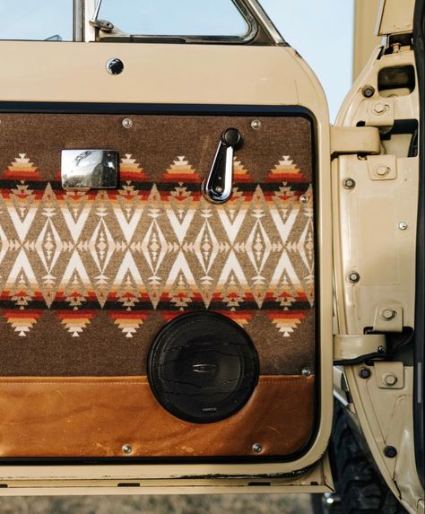 Mexican Blanket Car Interior, Cowboy Truck Interior, Western Headliner Truck, Chevy Truck Interior Ideas, Truck Headliner Ideas Western, Old Truck Accessories, Subaru Interior Ideas, Country Truck Interior Ideas, Custom Truck Interior Ideas