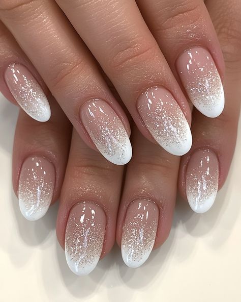 🌸✨ Embrace the elegance of cream with our latest nail polish designs, where artistry meets sophistication. Each shade is a canvas, beautifully reflecting refined style and timeless grace. Elevate your manicure game and let your nails speak sophistication. 💅🎨 #NailArt #EleganceInEveryStroke Cream Wedding Nails, Almond Nails With Glitter, Swift Nails, Taylor Swift Nails, White Almond Nails, Nails With Glitter, Cream Nails, Cream Wedding, Nail Polish Designs