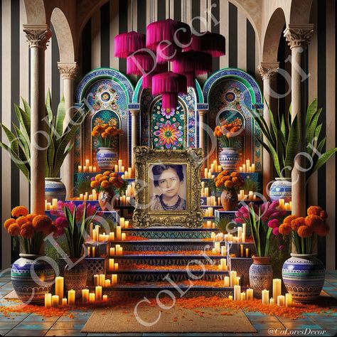 “Dia de Muertos” Digital Renderings Total of 3 + 1 BONUS: Altar 2024 (MY BEAUTIFUL 🥹♥️ Grandmother Velia☺️) Purchase our founders @gilherrera digital renderings of “Dia de Muertos” altar: A total of 3 different Altar Renderings for $4.99 EXCLUSIVELY at CoLoresDecor.com (DISCLOSURE: WATERMARK WILL BE GONE WHEN YOU PURCHASE AND ITEMS EMAILED FOR PERSONAL DOWNLOAD) Would you like to honor your loved ones with a beautiful “Altar” that captures the essence of Día de Muertos? Share the traditio... Home Decor Copper, Dia De Los Muertos Decorations Ideas, Artisan Decor, Digital Rendering, Mexican Traditions, Bar Tool Set, Statement Chandeliers, Handmade Hair Clip, Día De Muertos