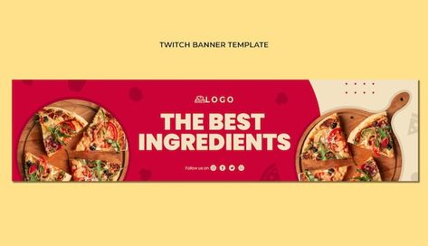 Free vector flat pizza twitch banner | Free Vector #Freepik #freevector #snack #pizza #twitch #gastronomy Pizza Banner, Flat Pizza, Design Produk, Mesh Banner, Gifts Banner, Twitch Banner, Pizza Gifts, Pizza Guy, Pizza Oven