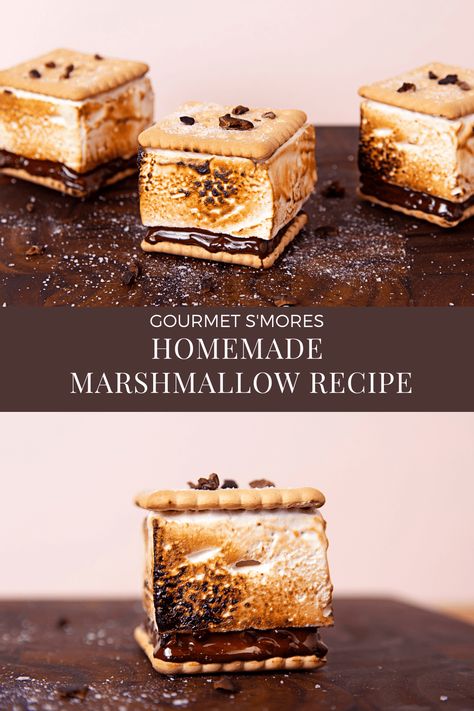 Homemade Marshmallow Recipe for Gourmet S'mores – Everyday Dishes Marshmallow Flavors, Easy Marshmallow Recipe, Honey Marshmallow Recipe, Holiday Marshmallows, How To Make Gourmet Marshmallows, Gourmet Marshmallows, Gourmet Marshmallows Recipe, Marshmallow Recipe Ideas, Gourmet Marshmallow Recipe