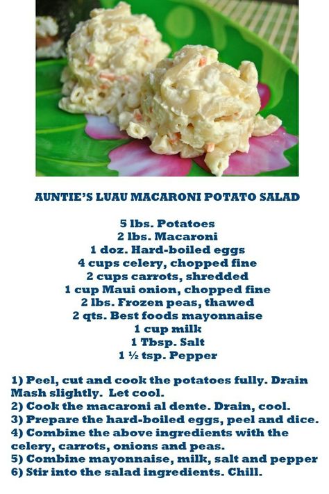 Hawaiian Mac Salad, Hawaiian Macaroni Salad, Hawaiian Dishes, Mac Salad, Macaroni Salad Recipe, Hawaii Food, Potato Salad Recipe, Island Food, Hawaiian Food