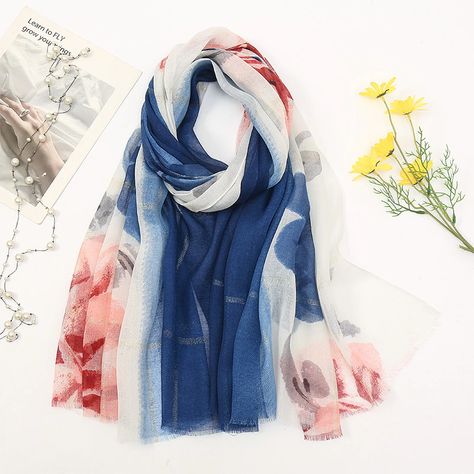 Fashion Ombre Lurex Glitter Floral Viscose Shawl Scarf High Quality Tie dye Soft Head Wraps Pashmina Stole Muslim Hijab 180*90Cm|Women's Scarves| - AliExpress Printed Scarf, Muslim Hijab, Swimwear Bottoms, Women Shawl, Shawl Scarf, Turbans, Muslim Women, Scarf Print, Head Wraps