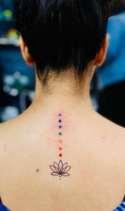 215+ Spirited Chakra Tattoo Designs and Ideas (2023) - TattoosBoyGirl Simbols Tattoo, Flower Spine Tattoos, Om Tattoo Design, Chakra Tattoo, Tato Minimal, Petite Tattoos, Energy Centers, Spiritual Tattoos, Cute Tattoos For Women