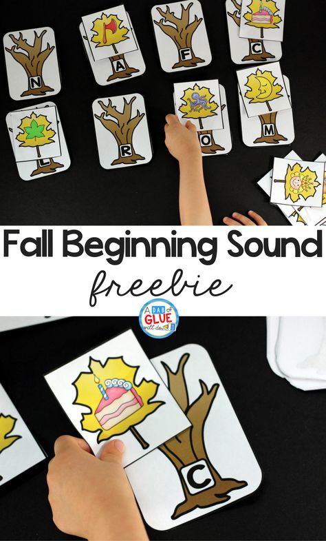 Fall Literacy Centers, Fall Centers, Kindergarten Freebies, Literacy Centers Kindergarten, Printable Kindergarten, Fall Lessons, Kindergarten Ela, Initial Sounds, Supply Labels