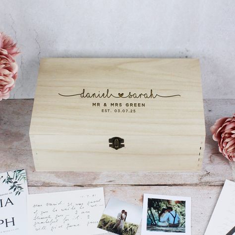 Begin your forever with a treasure trove for keepsakes! ❤️🗝️ Our Personalised Wooden Wedding Memory Box, elegantly engraved with the couples' names, "Mr & Mrs," new surname, and the date that marks the start of their journey, is the quintessential wedding gift. Available in 6 sizes, it's a beautiful reminder of love that grows with each passing day. 💌✨ Subscribe to our newsletter for a generous discount off your order. Happily ever after starts with a click—link in bio. 🎁💑 #WeddingMemoryBox #... Wedding Memory Box, Wedding Memory, Wooden Wedding, Memory Box, Mr Mrs, The Start, Happily Ever After, Ever After, Wedding Gift