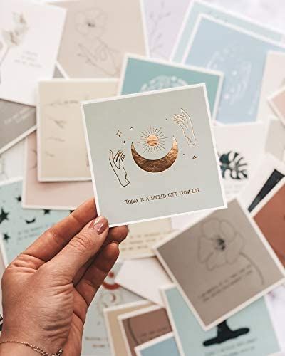 Motivation Cards, Positive Cards, Cards Aesthetic, Collage Mural, Daily Positive Affirmations, Idul Fitri, Affirmation Cards, Card Illustration, Sun And Moon