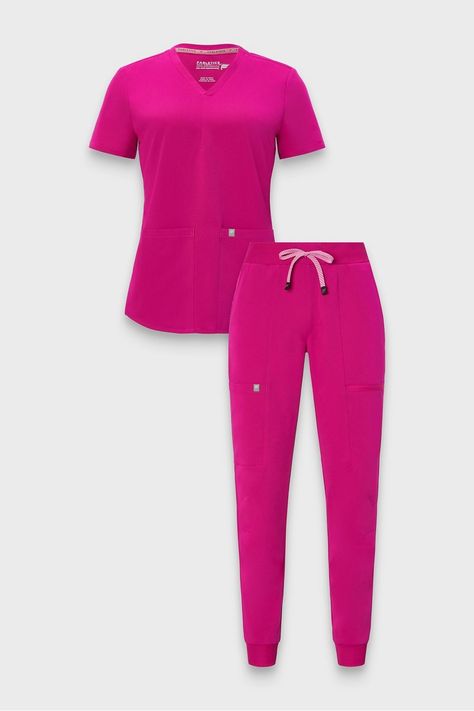 Method 2-Pocket Top + On-Call Jogger - Fabletics Scrubs Uniform Cute, Female Activewear, Scrub Style, Scrubs Uniform, Pocket Top, Drop Shipping, Keep Up, Active Wear For Women, Cranberry