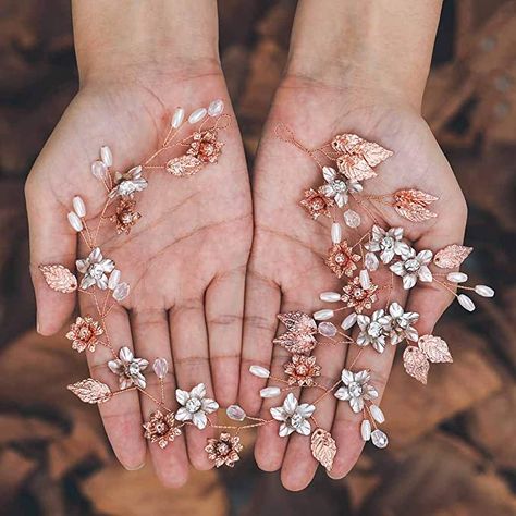 Rose Gold Hair Vine Bridal, Rose Gold Wedding Hair Accessories, Rose Gold Hair Accessories Wedding, Rose Gold Wedding Hair Piece, Eucalyptus Cake, Rose Gold Bridal Hair Piece, Rose Gold Bridal Accessories, Blush And Pink Wedding, Brides Accessories