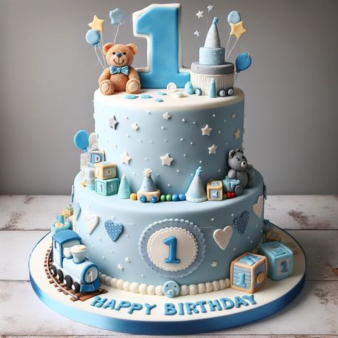 1 St Birthday Cake Boy Year Old, 1 Year Boy Birthday Cake, Sky Blue Cake Ideas, 1st Birthday Cake Boy Without Fondant, 1year Birthday Cake, Birthday Cake For 1 Year Boy, Unique Birthday Themes For Boys, Cake For 1 Year Boy, Birthday Cake 1 Year Boy