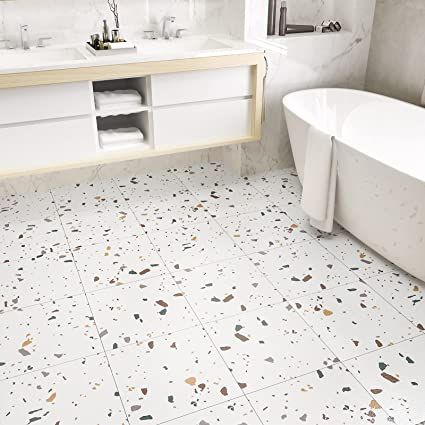 WESTICK Peel and Stick Flooring for Bathroom 10PCS Removable Floor Tiles Peel and Stick Waterproof Self Adhesive Vinyl Flooring Terrazzo Peel and Stick Floor Tile for Kitchen 12x12 in - - Amazon.com Floor Tiles Peel And Stick, Bathroom Terrazzo, Peel And Stick Flooring, Self Adhesive Floor Tiles, Peel And Stick Floor Tile, Removable Backsplash, Adhesive Floor Tiles, Laminate Flooring In Kitchen, Vinyl Flooring Bathroom