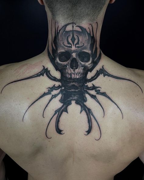 Horror Neck Tattoo Men, Back Of The Neck Tattoos Men, Back Of Neck Tattoo Men, Wing Neck Tattoo, Chest Neck Tattoo, Flower Neck Tattoo, Small Face Tattoos, Front Neck Tattoo, Chest Tattoo Drawings