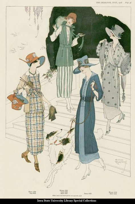 1920s Ladies, Southern Clothes, Dresses Illustration, 1918 Fashion, Summer Frocks, Blue Castle, 1920s Fashion Women, Fashion 1910, Southern Summer