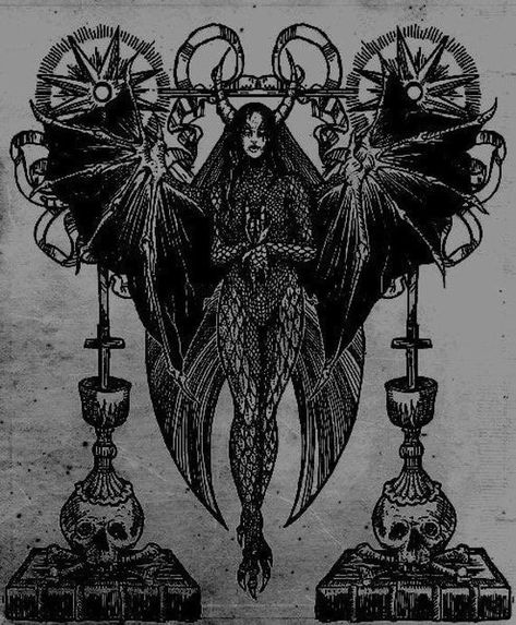 (4) debora-goth on Tumblr Lillith Goddess, Lilith Symbol, رعب نفسي, Occult Art, Sanya, Witch Art, Symbolic Tattoos, Angels And Demons, Dragon Tattoo