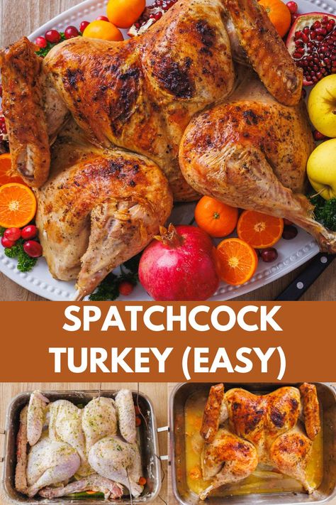 Roasted Spatchcock Turkey with step by step tutorial Butterflied Turkey Thanksgiving, Turkey Recipes Thanksgiving Juicy Bag, 10lb Turkey Recipe, Cut Up Turkey Recipes, Butterflied Turkey Recipes, How To Cook A Spatchcocked Turkey, How Long To Cook Spatchcock Turkey, Different Ways To Cook A Turkey, How Long To Cook A Spatchcock Turkey In The Oven