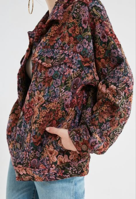 Grandma Blanket, Blanket Jacket, Mode Hippie, Floral Jacquard, Trucker Jacket, Up Girl, Mode Inspiration, Dream Clothes, Latest Styles