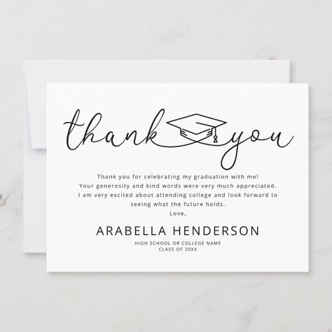 Modern Graduation Thank You Card Thank You Card For Graduation Gift, What To Write In A Graduation Thank You, Thank You Cards For Graduation, Graduation Thank You Cards Wording, Graduation Thank You, Graduation Thank You Cards Sayings, Graduation Wishes Quotes, Thank You Card Sayings, Thank You Card Wording