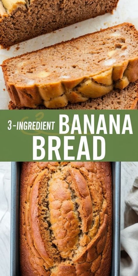 Craving something sweet but short on time? This 3-Ingredient Banana Bread is the solution! Made with simple ingredients you probably have at home, it’s an incredibly easy way to enjoy a homemade treat. Ready to impress your taste buds? Visit my website for the easy step-by-step recipe and make this delightful bread today Easy Home Desserts 3 Ingredients, Two Ingredient Banana Bread, Banana Bread With Three Bananas, Banana Recipes 3 Ingredients, Banana Walnut Bread Recipe Moist Easy, Easy Sweet Bread Recipes 3 Ingredients, Easy 3 Ingredient Banana Bread, Bariatric Banana Bread, Bisquick Recipes Banana Bread