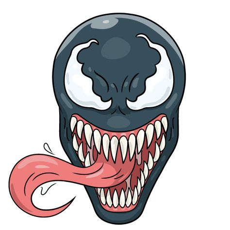 Venom Drawing Easy, Cartoon Venom, How To Draw Venom, Half Face Drawing, Venom Drawing, Marvel Comic Book Characters, Agent Venom, Venom Face, Comic Book Villains