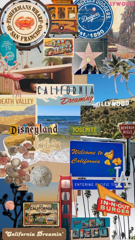 Disneyland California Wallpaper, California Poster Aesthetic, California Aesthetic San Francisco, Y2k California Aesthetic, California Vision Board, East La Aesthetic, America Wallpaper Usa, Los Angeles Wallpaper Iphone, California Wallpaper Iphone