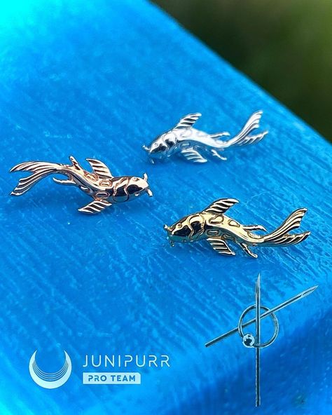 Koi Fish Helix Piercing, Koi Fish Earring, Koi Fish Piercing, Koi Fish Earrings, Koi Fish Jewelry, Koi Jewelry, Gold Piercings, Diy Jewelry Making Tutorials, Fish Jewelry