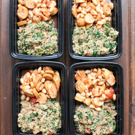 Italian Quinoa Marinara with Sausage & White Beans Frozen Meal Prep - Frugal Nutrition Quinoa And Sausage, Sausage Quinoa Soup, Italian Sausage Quinoa, Quinoa Marinara, Italian Sausage Cauliflower Rice, Chicken Apple Sausage Quinoa, Frozen Meal Prep, Italian Quinoa, Beans And Sausage